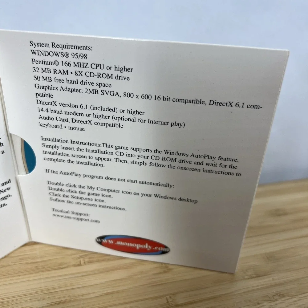 Vintage Monopoly 3D‎ PC CD Rom Infogrames Windows 98
